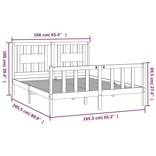 Sengeramme med sengegavl 160x200 cm massivt fyrretræ hvid