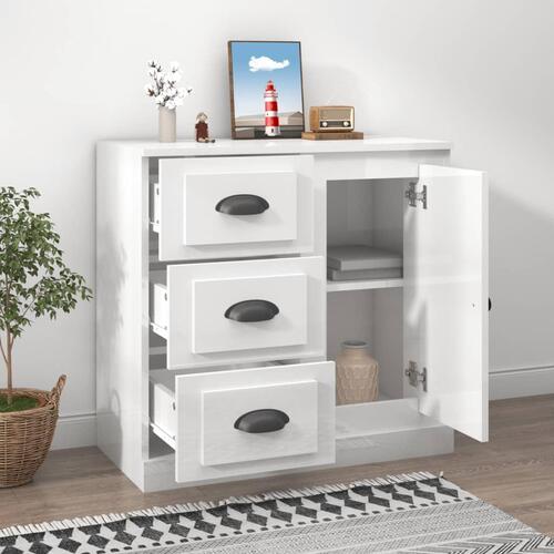 Skænk 70x35,5x67,5 cm konstrueret træ hvid højglans