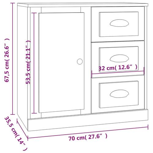 Skænk 70x35,5x67,5 cm konstrueret træ hvid højglans