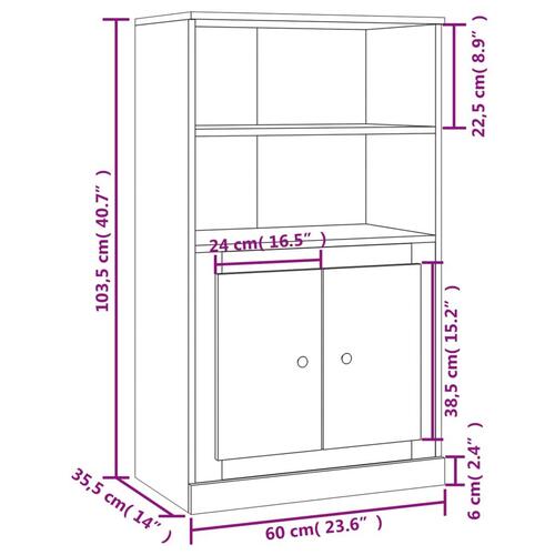 Skænk 60x35,5x103,5 cm konstrueret træ hvid højglans