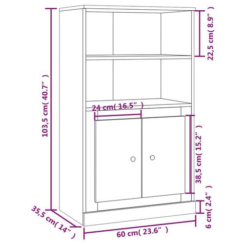 Skænk 60x35,5x103,5 cm konstrueret træ røget egetræsfarve