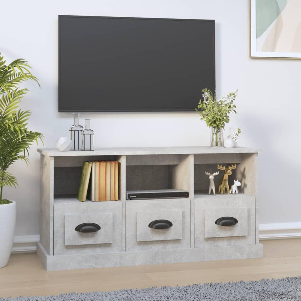 Tv-bord 100x35x50 cm konstrueret træ betongrå