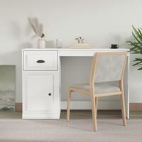 Skrivebord med skuffe 115x50x75 cm konstrueret træ hvid