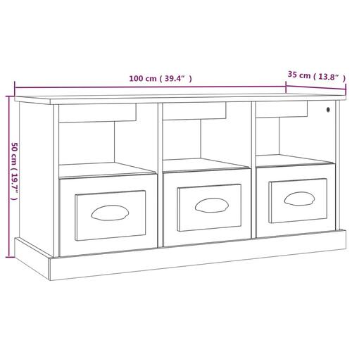 Tv-bord 100x35x50 cm konstrueret træ hvid