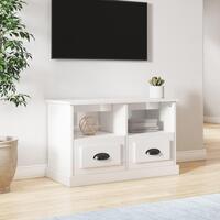 Tv-bord 80x35x50 cm konstrueret træ hvid højglans