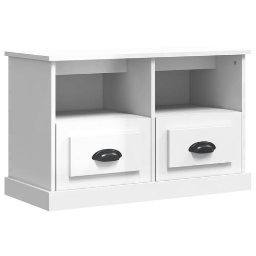 Tv-bord 80x35x50 cm konstrueret træ hvid højglans