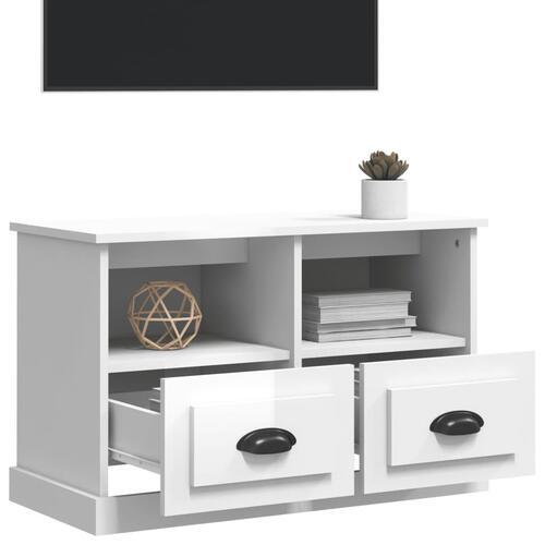 Tv-bord 80x35x50 cm konstrueret træ hvid højglans