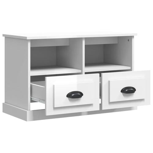 Tv-bord 80x35x50 cm konstrueret træ hvid højglans