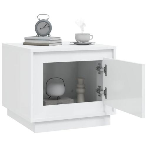 Sofabord 51x50x44 cm konstrueret træ hvid højglans