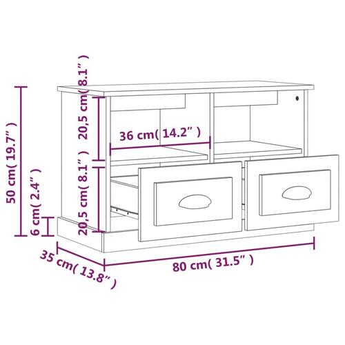 Tv-bord 80x35x50 cm konstrueret træ sort
