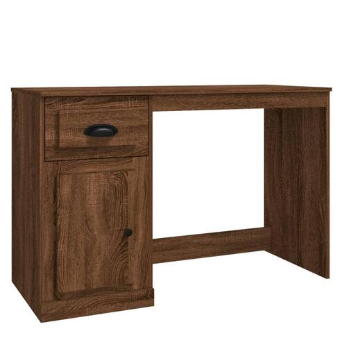 Skrivebord med skuffer 115x50x75 cm konstrueret træ brunt eg