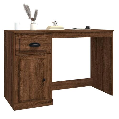 Skrivebord med skuffer 115x50x75 cm konstrueret træ brunt eg