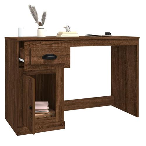 Skrivebord med skuffer 115x50x75 cm konstrueret træ brunt eg