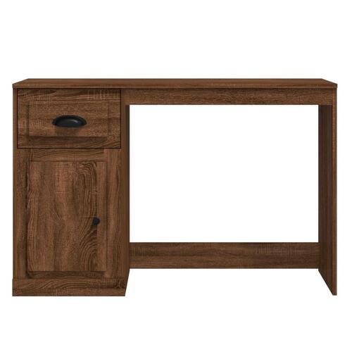Skrivebord med skuffer 115x50x75 cm konstrueret træ brunt eg