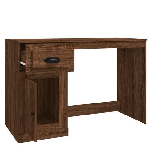 Skrivebord med skuffer 115x50x75 cm konstrueret træ brunt eg