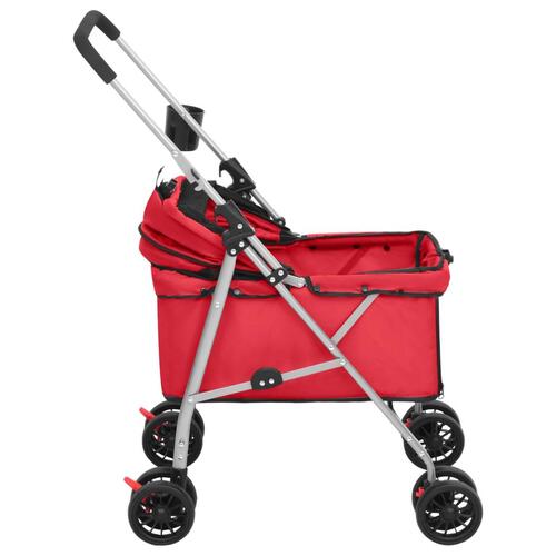 Foldbar hundeklapvogn 76x50x100 cm oxfordstof rød