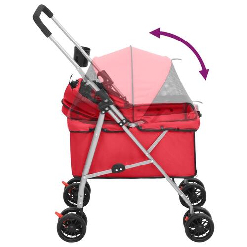 Foldbar hundeklapvogn 76x50x100 cm oxfordstof rød