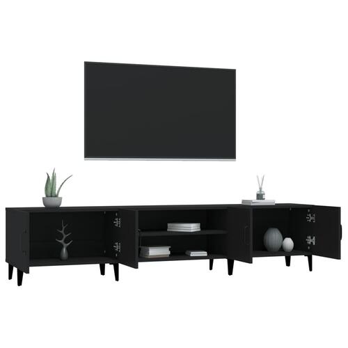 Tv-bord 180x31,5x40 cm konstrueret træ sort