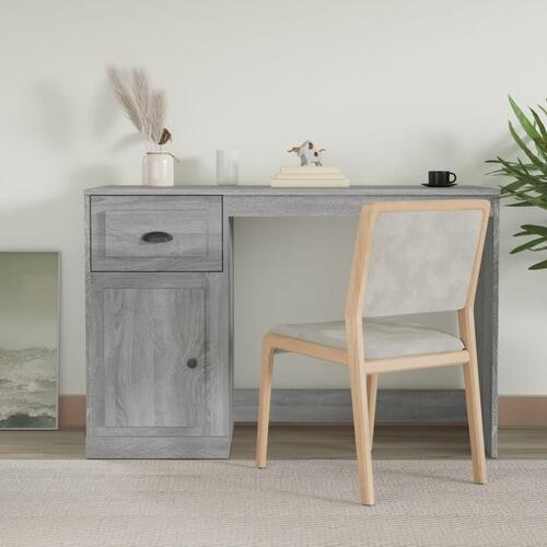 Skrivebord m. skuffe 115x50x75 cm konstrueret træ grå sonoma-eg
