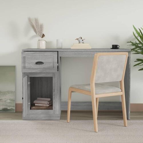 Skrivebord m. skuffe 115x50x75 cm konstrueret træ grå sonoma-eg