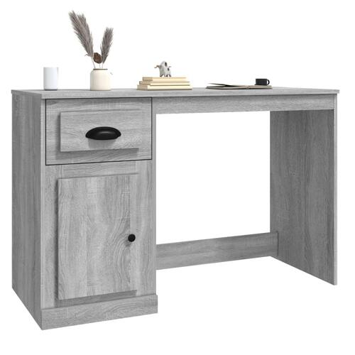 Skrivebord m. skuffe 115x50x75 cm konstrueret træ grå sonoma-eg