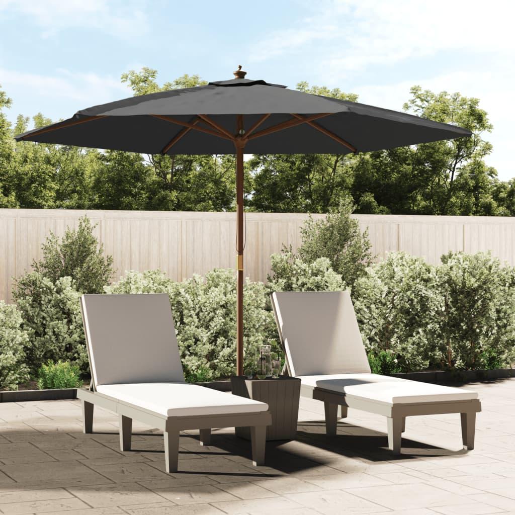 Haveparasol med træstang 299x240 cm antracitgrå