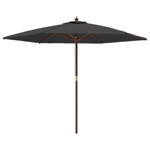Haveparasol med træstang 299x240 cm antracitgrå