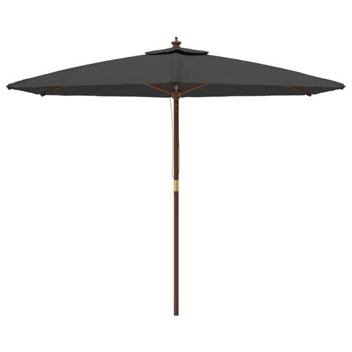 Haveparasol med træstang 299x240 cm antracitgrå