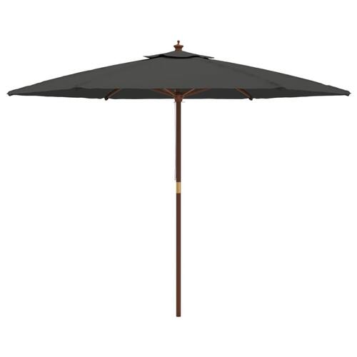 Haveparasol med træstang 299x240 cm antracitgrå