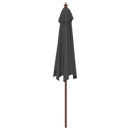 Haveparasol med træstang 299x240 cm antracitgrå