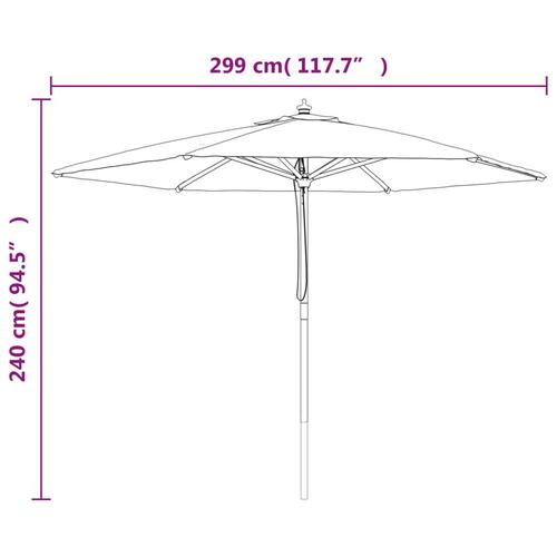Haveparasol med træstang 299x240 cm antracitgrå