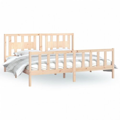 Sengeramme med sengegavl 200x200 cm massivt fyrretræ