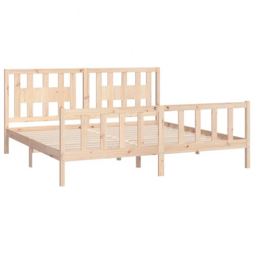 Sengeramme med sengegavl 200x200 cm massivt fyrretræ