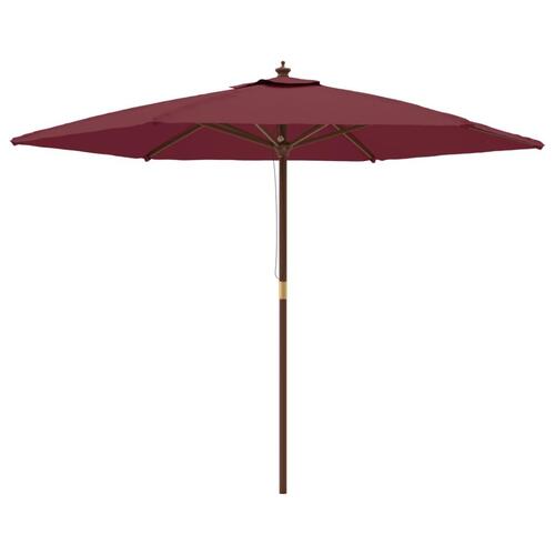 Haveparasol med træstang 299x240 cm bordeauxfarvet