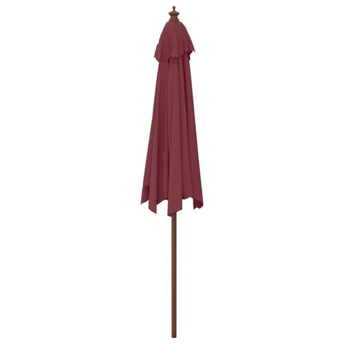 Haveparasol med træstang 299x240 cm bordeauxfarvet