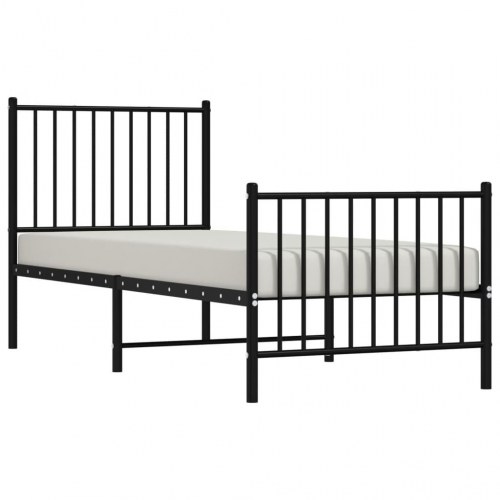 Sengeramme med sengegavl og fodgærde 75x190 cm metal sort