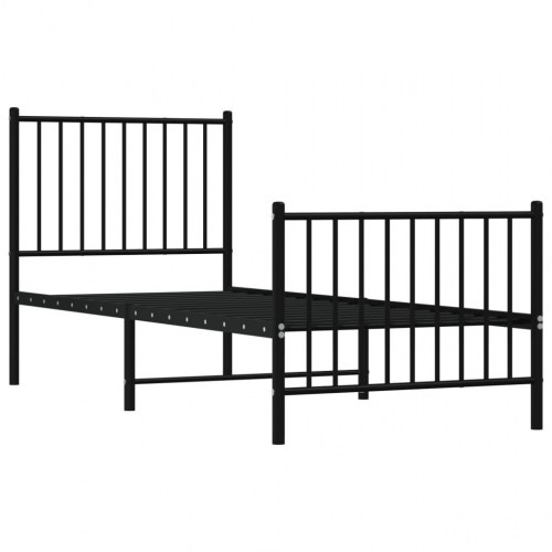 Sengeramme med sengegavl og fodgærde 75x190 cm metal sort