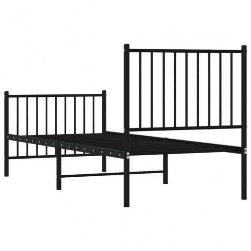 Sengeramme med sengegavl og fodgærde 75x190 cm metal sort