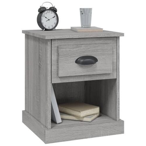 Sengeborde 2 stk. 39x39x47,5 cm konstrueret træ grå sonoma-eg