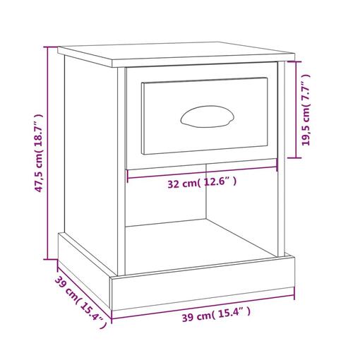 Sengeborde 2 stk. 39x39x47,5 cm konstrueret træ grå sonoma-eg