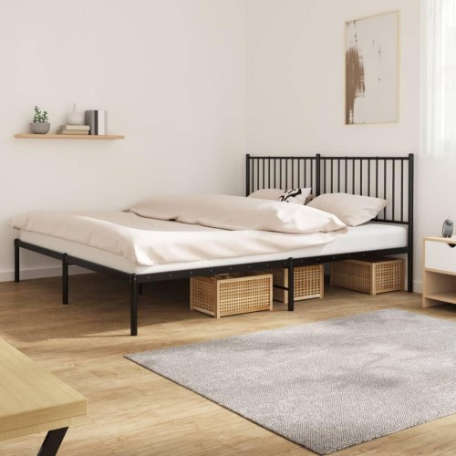 Sengeramme med sengegavl i metal - 183×213 cm, sort