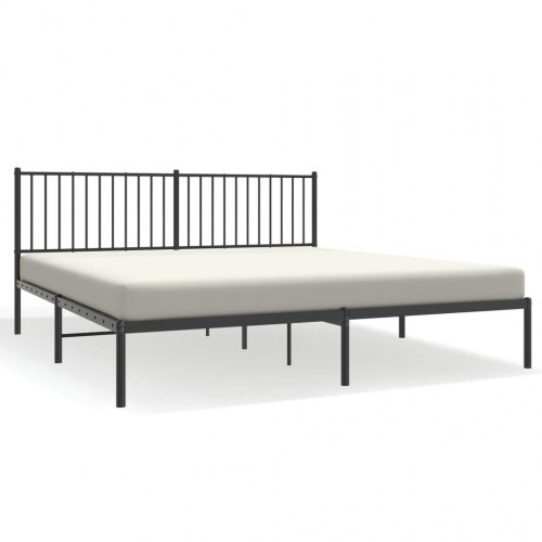 Sengeramme med sengegavl i metal - 183×213 cm, sort
