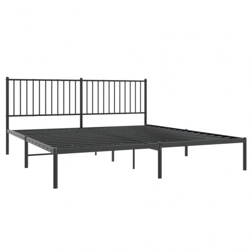 Sengeramme med sengegavl i metal - 183×213 cm, sort