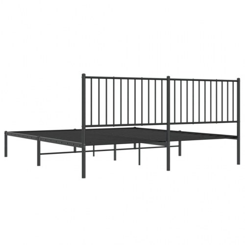 Sengeramme med sengegavl i metal - 183×213 cm, sort