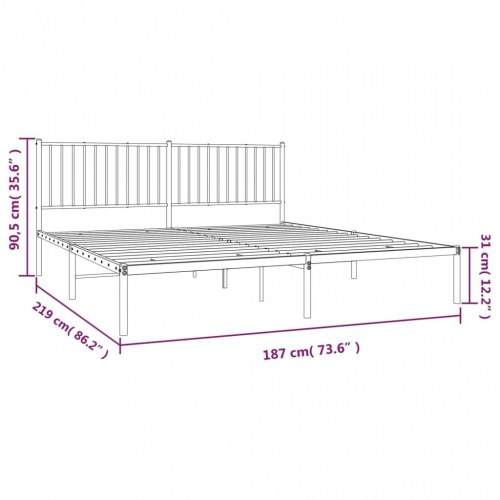 Sengeramme med sengegavl i metal - 183×213 cm, sort