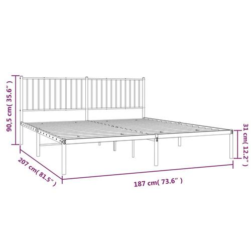 Sengeramme med sengegavl 180x200 cm metal sort