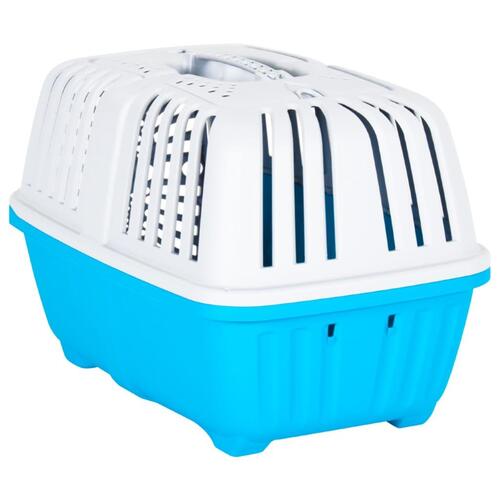 Transportbur til kæledyr 55x36x36 cm polypropylen hvid og blå