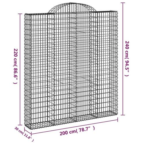 Buede gabionkurve 3 stk. 200x30x220/240 cm galvaniseret jern