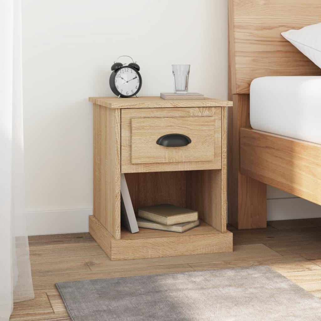 Sengeborde 2 stk. 39x39x47,5 cm konstrueret træ sonoma-eg
