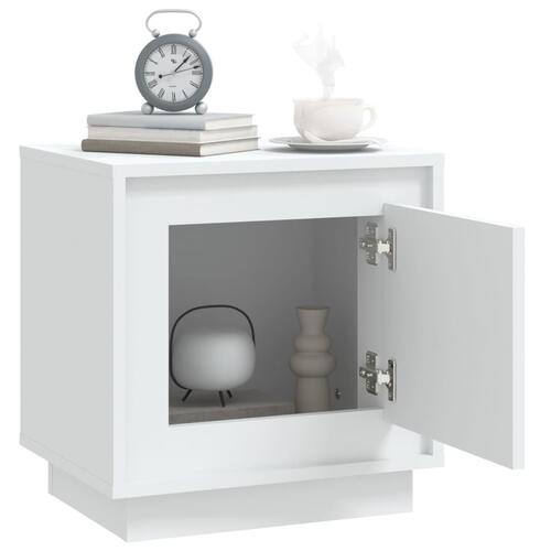 Sengebord 44x35x45 cm konstrueret træ hvid